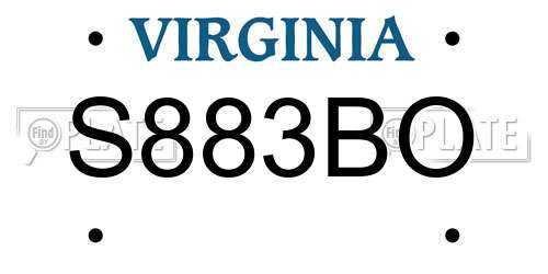 S883BO Virginia License Plate