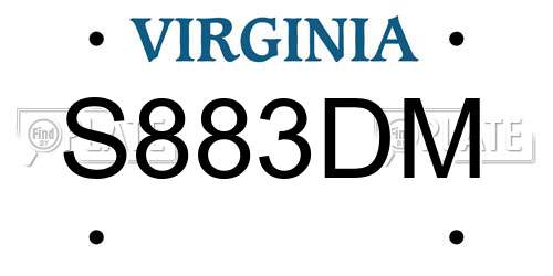 S883DM Virginia License Plate
