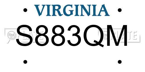 S883QM Virginia License Plate