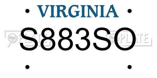 S883SO Virginia License Plate