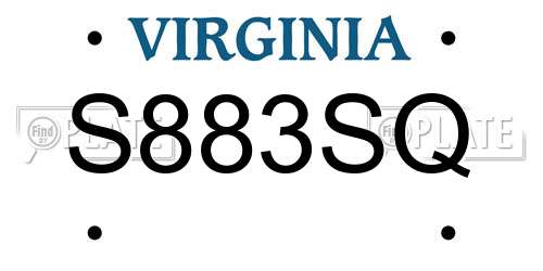 S883SQ Virginia License Plate