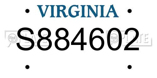S884602 Virginia License Plate