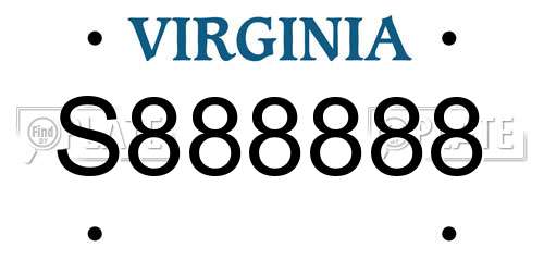 S888888 Virginia License Plate