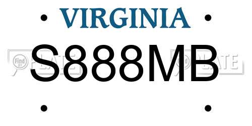 S888MB Virginia License Plate