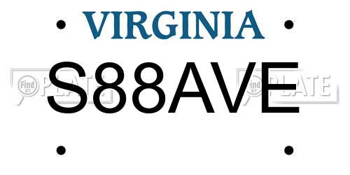 S88AVE Virginia License Plate