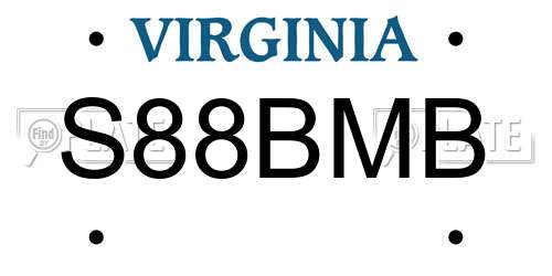 S88BMB Virginia License Plate