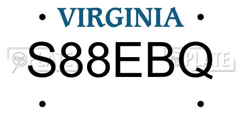 S88EBQ Virginia License Plate