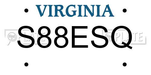 S88ESQ Virginia License Plate