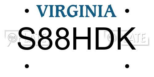 S88HDK Virginia License Plate