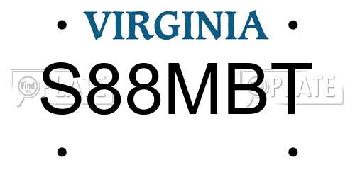 S88MBT Virginia License Plate