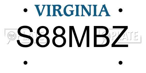 S88MBZ Virginia License Plate