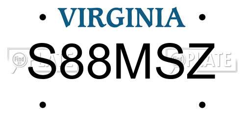 S88MSZ Virginia License Plate