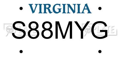 S88MYG Virginia License Plate