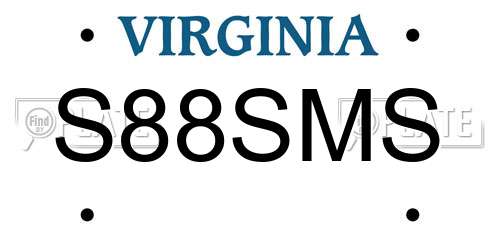 S88SMS Virginia License Plate