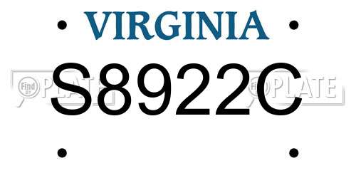 S8922C Virginia License Plate