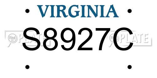 S8927C Virginia License Plate