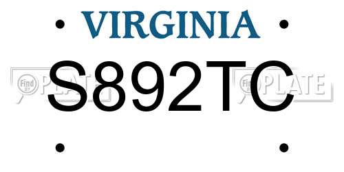 S892TC Virginia License Plate