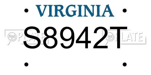 S8942T Virginia License Plate