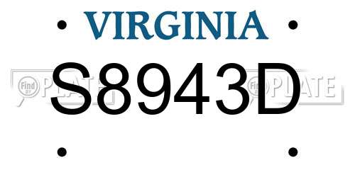 S8943D Virginia License Plate