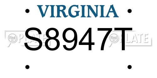 S8947T Virginia License Plate