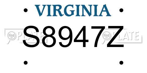 S8947Z Virginia License Plate
