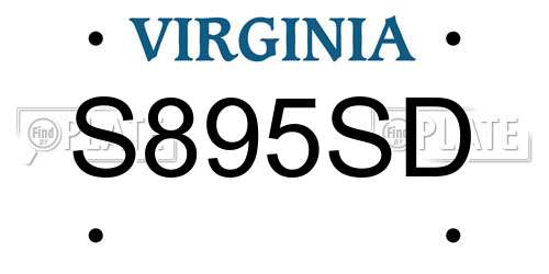 S895SD Virginia License Plate
