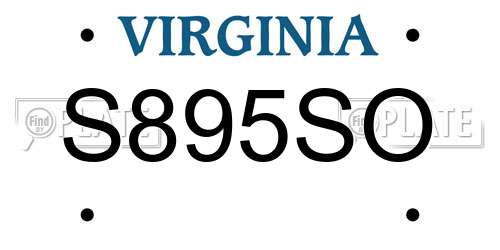 S895SO Virginia License Plate