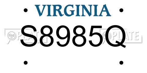 S8985Q Virginia License Plate