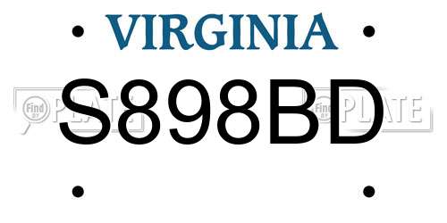 S898BD Virginia License Plate