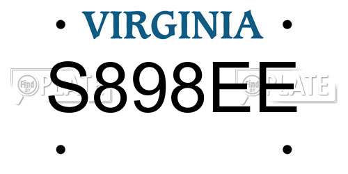 S898EE Virginia License Plate
