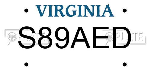 S89AED Virginia License Plate