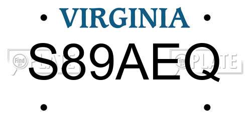 S89AEQ Virginia License Plate