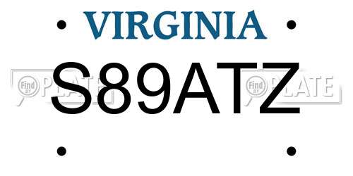 S89ATZ Virginia License Plate