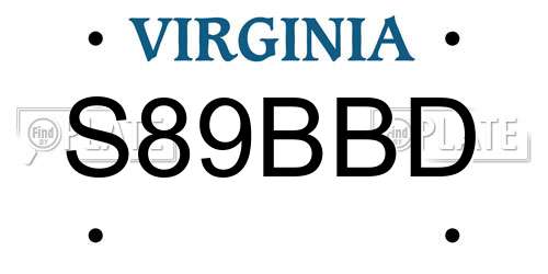 S89BBD Virginia License Plate