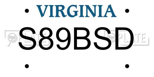 S89BSD Virginia License Plate