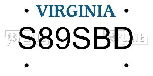 S89SBD Virginia License Plate