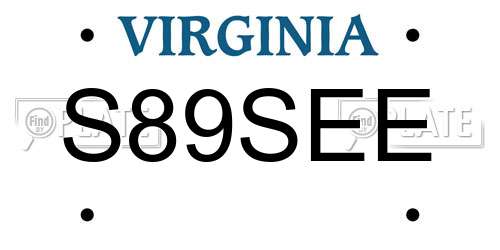 S89SEE Virginia License Plate