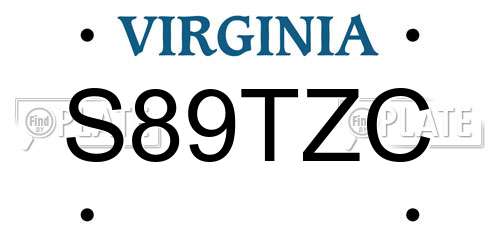 S89TZC Virginia License Plate