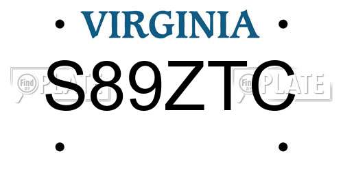 S89ZTC Virginia License Plate