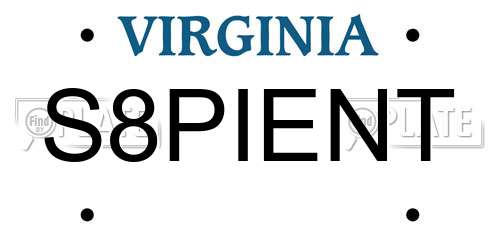 S8PIENT Virginia License Plate