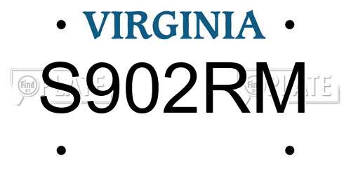 S902RM Virginia License Plate