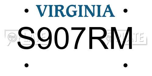 S907RM Virginia License Plate