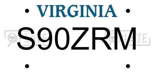 S90ZRM Virginia License Plate