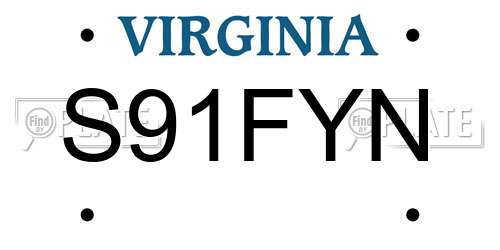 S91FYN Virginia License Plate