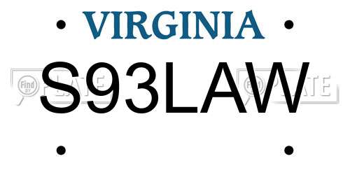 S93LAW Virginia License Plate