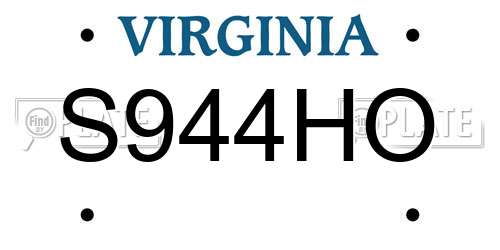 S944HO Virginia License Plate