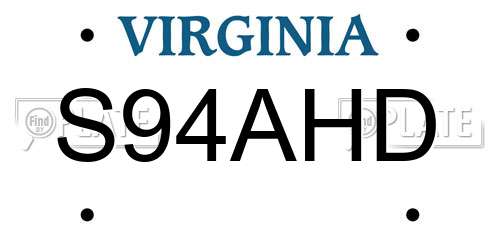 S94AHD Virginia License Plate