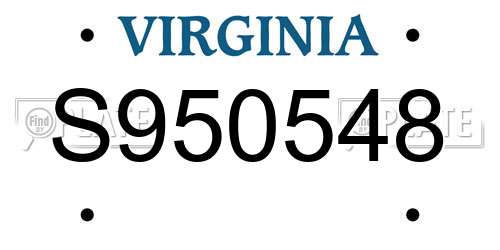 S950548 Virginia License Plate