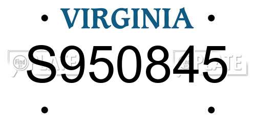 S950845 Virginia License Plate