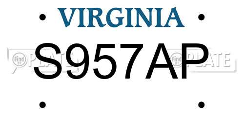 S957AP Virginia License Plate